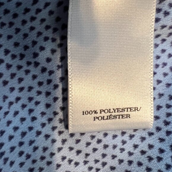 Ann Taylor Light Blue & Black Dotted Short Sleeve Blouse Size M summer crew neck - Picture 5 of 7